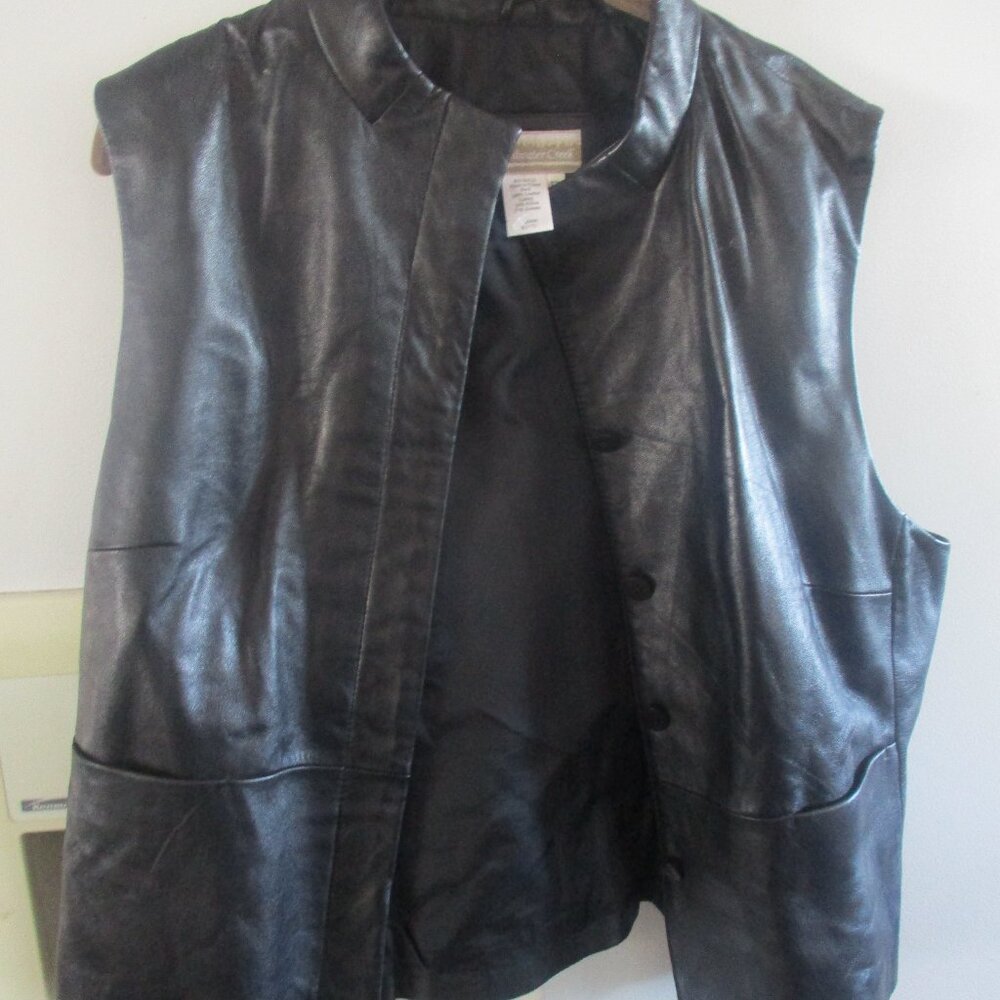 Coldwater Creek  Classic 100% Leather Black XL Vest